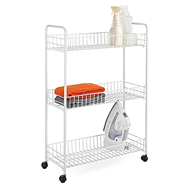 Honey-Can-Do&reg; 3-Tier Metal Laundry Cart in White. View a larger version of this product image.