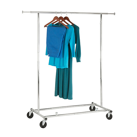 Alternate image 1 for Honey-Can-Do® 74-Inch Collapsible Commercial Rolling Garment Rack in Chrome