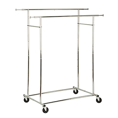 Honey-Can-Do&reg; 74.5-Inch Double Collapsible Commercial Rolling Garment Rack in Chrome. View a larger version of this product image.