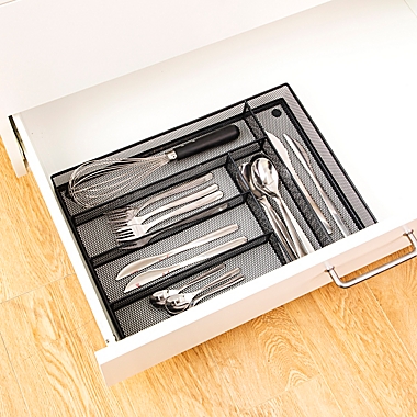 Squared Away&trade;  Large Mesh Flatware Organizer  in Tuxedo. View a larger version of this product image.