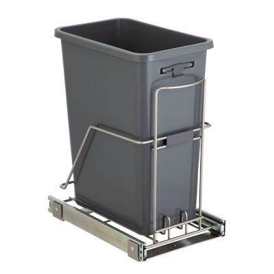 Squared Away&trade; Under-Cabinet 7.6-Gallon Sliding Trash Can in Brushed Nickel