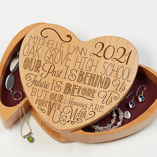Alternate image 1 for Graduation Memories Wooden Heart Jewelry Box