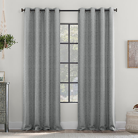 Alternate image 1 for Clean Window Woodgrain Recycled Fiber Semi-Sheer 96-Inch Curtain Panel in Gray (Single)