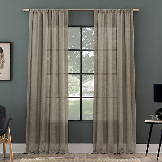 Alternate image 1 for Clean Window Subtle Foliage Recycled Fiber Sheer 96-Inch Curtain Panel in Mushroom (Single)