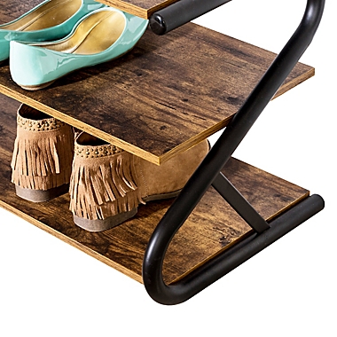 Honey-Can-Do&reg; Rustic Z-Frame 3-Level Shoe Rack. View a larger version of this product image.