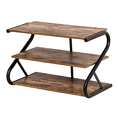 Honey-Can-Do&reg; Rustic Z-Frame 3-Level Shoe Rack. View a larger version of this product image.