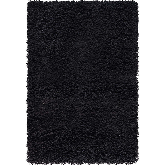 Alternate image 1 for Unique Loom Solid Shag Powerloomed 2'2 x 3' Area Rug in Jet Black