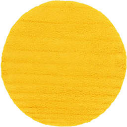 Unique Loom 8&#39;2 Round Solid Shag Area Rug in Tuscan Sun Yellow