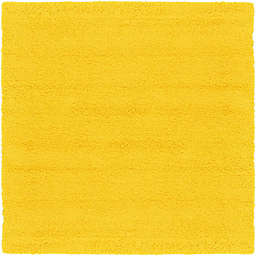 Unique Loom Solid Shag 8'2 Square Area Rug in Tuscan Yellow