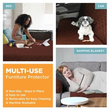 Zenna Home Smart Fit Plush 3-Piece Waterproof Loveseat Cover in Garnet. View a larger version of this product image.