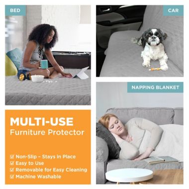 Zenna Home Smart Fit Plush 3-Piece Waterproof Recliner Cover in Grey. View a larger version of this product image.