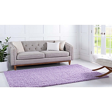 Unique Loom Solid Shag 2&#39;2 x 3&#39; Powerloomed Accent Rug in Lilac. View a larger version of this product image.