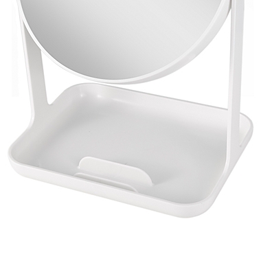 Zadro&reg; Bondi Dual-Sided Vanity Mirror with Accessory Tray and Phone Holder in White. View a larger version of this product image.