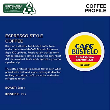 Caf&eacute; Bustelo&reg; Espresso Roast Style Coffee Keurig&reg; K-Cup&reg; Pods 48-Count. View a larger version of this product image.