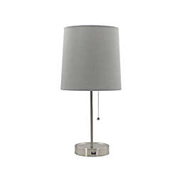 Simply Essential™ Metal Table Lamp with USB Port in Grey