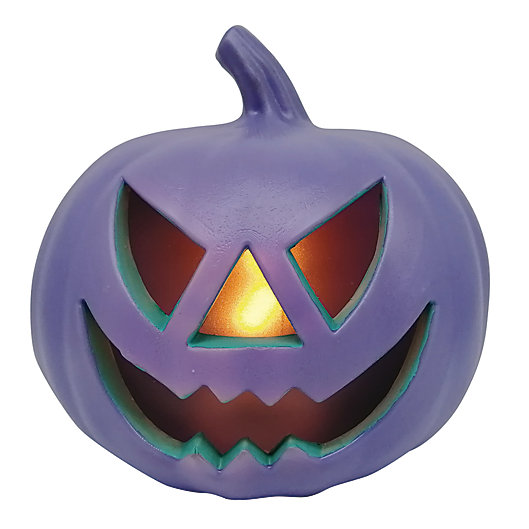 Alternate image 1 for Flame Glow Small 6-LED Plastic Jack-o'-Lantern in Purple