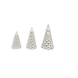 Bee & Willow™ 3-Piece LED Ceramic Christmas Tree Figurine Set in White