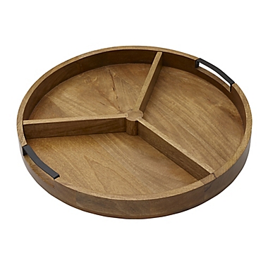 Gourmet Basics by Mikasa&reg; Wooden Removable Divider 3-Compartment Lazy Susan in Natural. View a larger version of this product image.