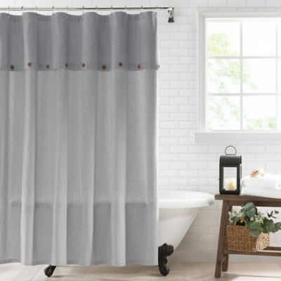 Elrene Home Fashions 72-Inch x 72-Inch Tucker Ticking Stripe Shower Curtain in Black