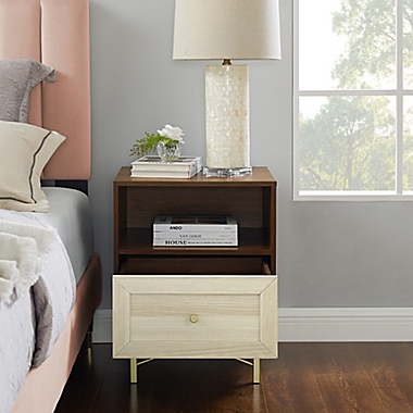 Forest Gate&trade; 25-Inch Modern Nightstand in Walnut/White. View a larger version of this product image.