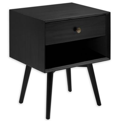Forest Gate&trade; Diana 1-Drawer Solid Wood Mid-Century Youth Nightstand in Black