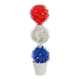 Nearly Natural 18-Inch Red, White and Blue Topiary with 35 LED Lights