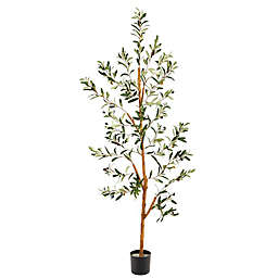 Nearly Natural 54-Inch Olive Tree with Black Pot