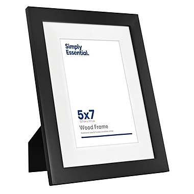 Simply Essential&trade; Gallery 5-Inch x 7-Inch Matted Wood Picture Frame in Black. View a larger version of this product image.