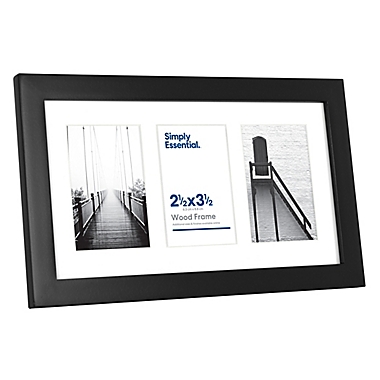 Simply Essential&trade; Gallery 3-Photo 2-Inch x 3-Inch Matted Wood Picture Frame in Black. View a larger version of this product image.