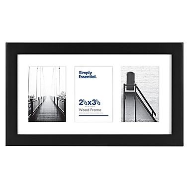 Simply Essential&trade; Gallery 3-Photo 2-Inch x 3-Inch Matted Wood Picture Frame in Black. View a larger version of this product image.