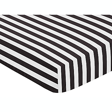 Sweet Jojo Designs Paris Fitted Crib Sheet in Black and White Stripe. View a larger version of this product image.