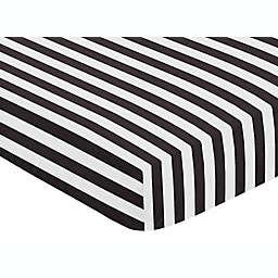 Sweet Jojo Designs Paris Fitted Crib Sheet in Black and White Stripe