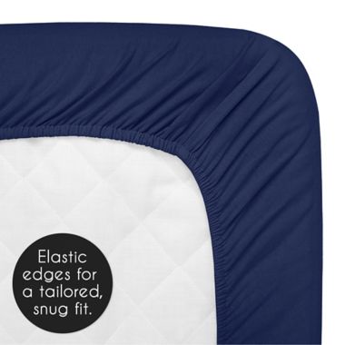 Sweet Jojo Designs Fitted Crib Sheet in Navy | Bed Bath & Beyond