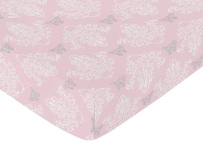 Sweet Jojo Designs Alexa Damask Fitted Crib Sheet in Pink/Grey
