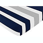 Alternate image 0 for Sweet Jojo Designs Navy and Grey Stripe Fitted Crib Sheet