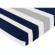 Sweet Jojo Designs Navy and Grey Stripe Fitted Crib Sheet