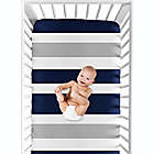 Alternate image 3 for Sweet Jojo Designs Navy and Grey Stripe Fitted Crib Sheet