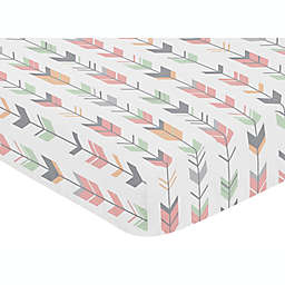 Sweet Jojo Designs Mod Arrow Print Fitted Crib Sheet in Coral/Mint