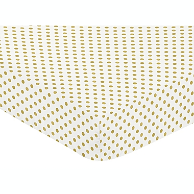Sweet Jojo Designs Amelia Polka Dot Fitted Crib Sheet in Gold/White. View a larger version of this product image.