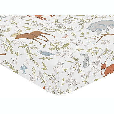 Sweet Jojo Designs Woodland Toile Animal Print Fitted Crib Sheet. View a larger version of this product image.