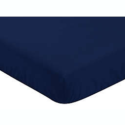 Sweet Jojo Designs Solid Fitted Crib Sheet in Navy