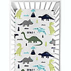 Alternate image 4 for Sweet Jojo Designs Mod Dinosaur Print Fitted Crib Sheet in Turquoise/Navy