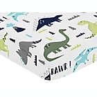 Alternate image 0 for Sweet Jojo Designs Mod Dinosaur Print Fitted Crib Sheet in Turquoise/Navy
