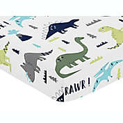 Sweet Jojo Designs Mod Dinosaur Print Fitted Crib Sheet in Turquoise/Navy