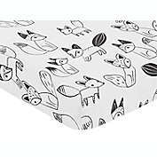 Sweet Jojo Designs&reg; Fox Print Fitted Crib Sheet in Black/White