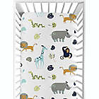 Alternate image 3 for Sweet Jojo Designs Mod Jungle Safari Animal Print Fitted Crib Sheet