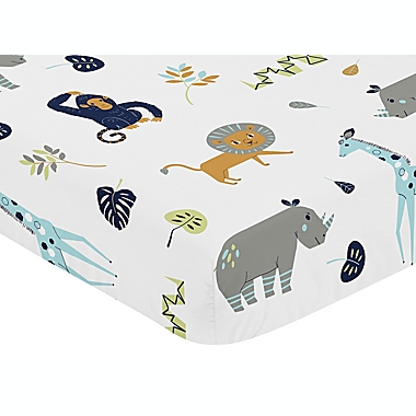 Sweet Jojo Designs Mod Jungle Safari Animal Print Fitted Crib Sheet. View a larger version of this product image.