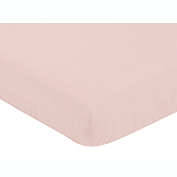 Sweet Jojo Designs Watercolor Floral Solid Fitted Crib Sheet in Blush Pink