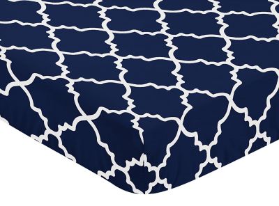 Sweet Jojo Designs Trellis Microfiber Fitted Crib Sheet in Navy