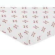 Sweet Jojo Designs&reg; Baseball Patch Fitted Crib Sheet in Red/White